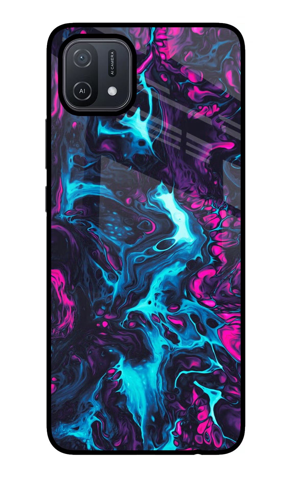 Abstract Oppo A16 Glass Case Back Cover by Casekaro