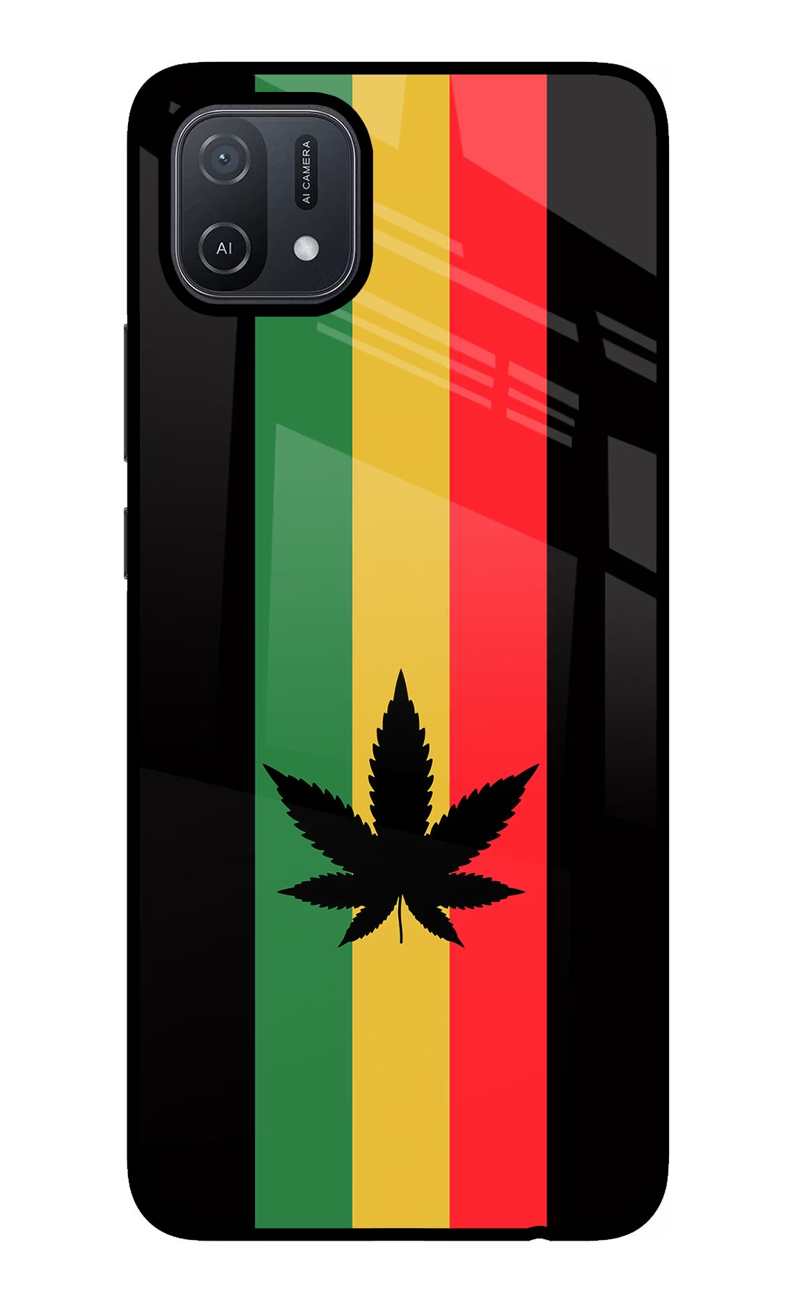 Weed Flag Oppo A16 Glass Case Back Cover by Casekaro