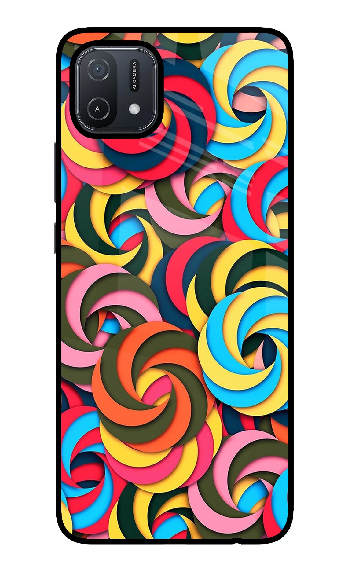 Spiral Pattern Oppo A16 Glass Case