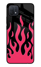 Fire Flames Oppo A16 Glass Case Back Cover by Casekaro