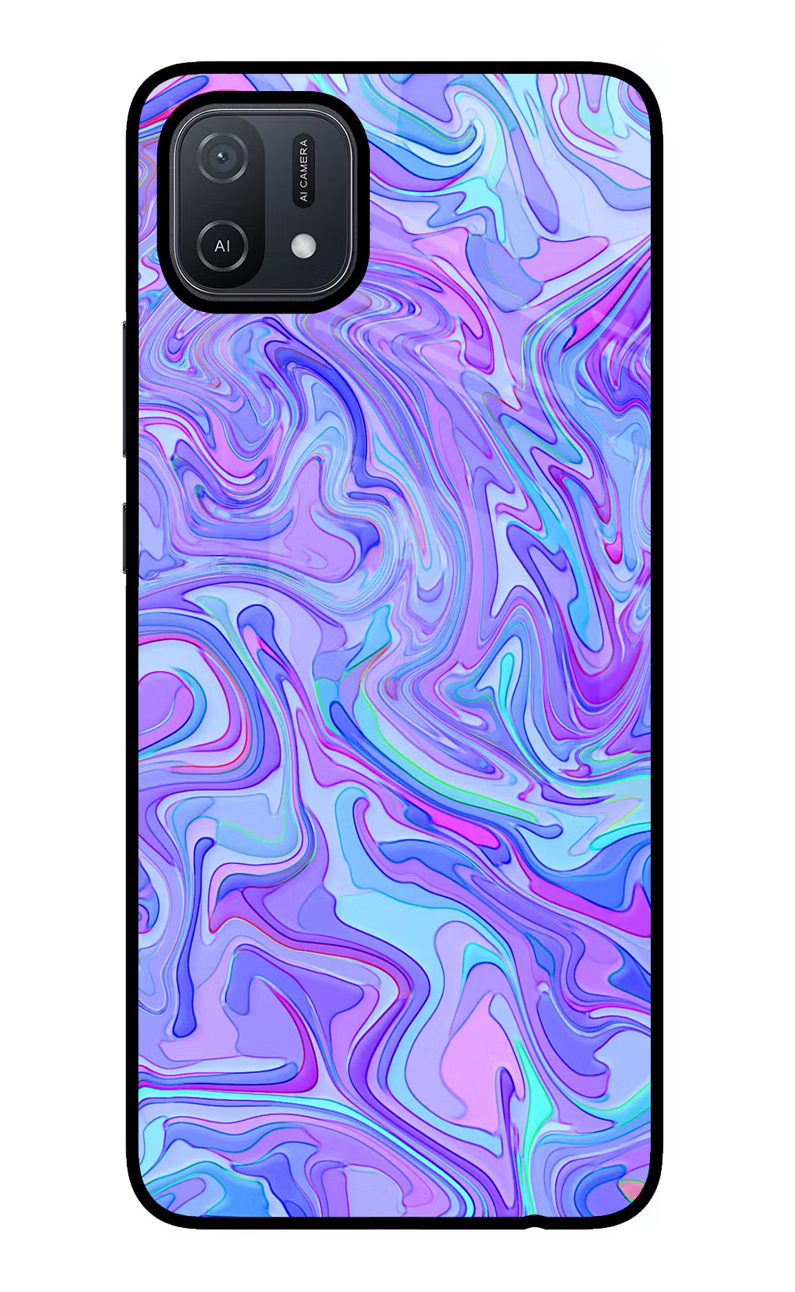 Glitter Oppo A16 Glass Case Back Cover by Casekaro