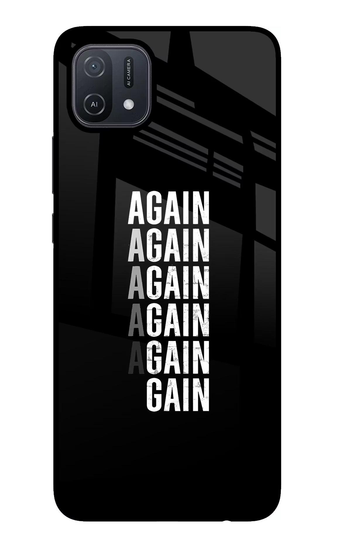 Again Again Gain Oppo A16 Glass Case Back Cover by Casekaro