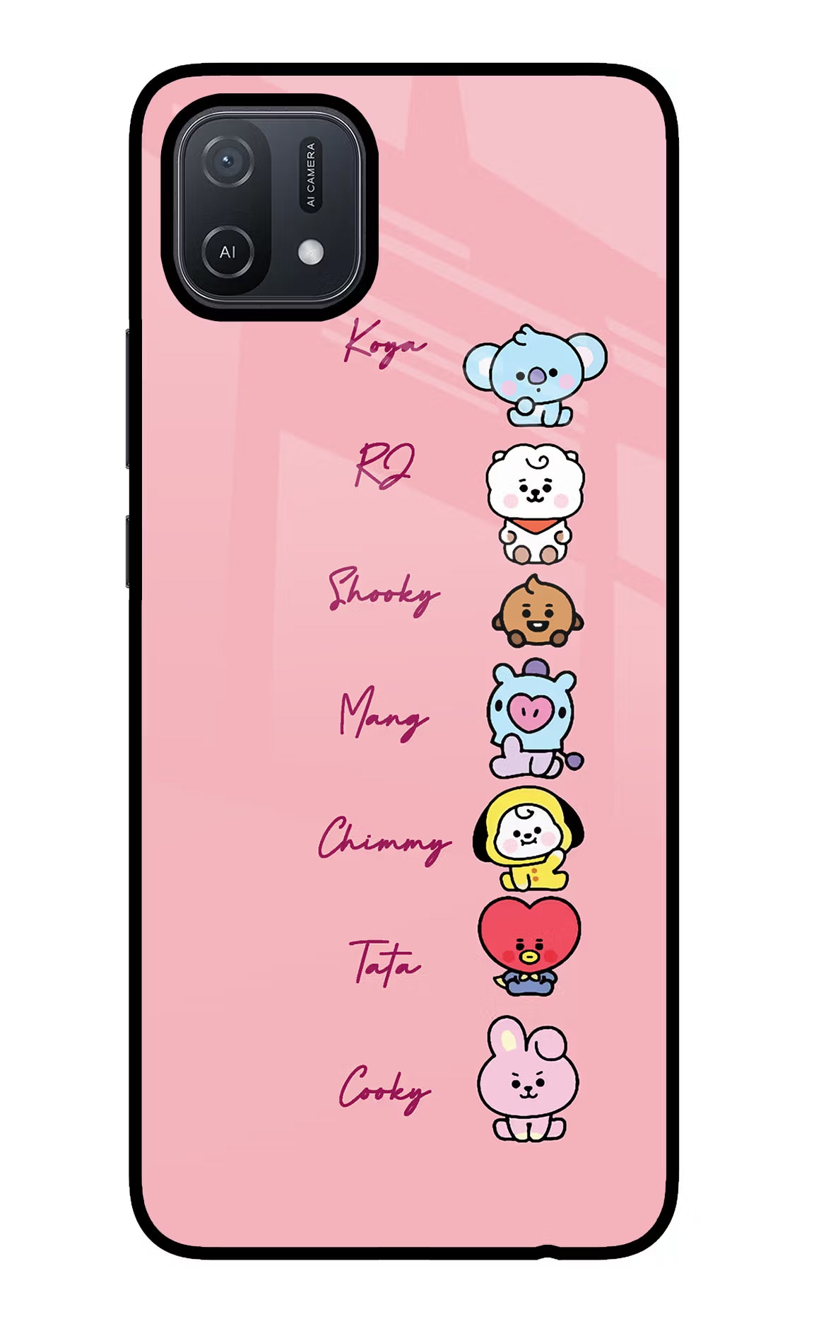 BTS names Oppo A16 Glass Case Back Cover by Casekaro