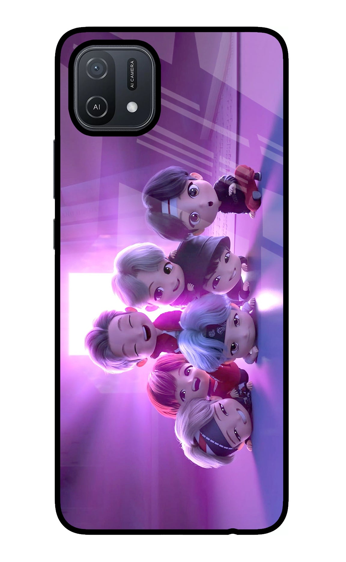 BTS Chibi Oppo A16 Glass Case