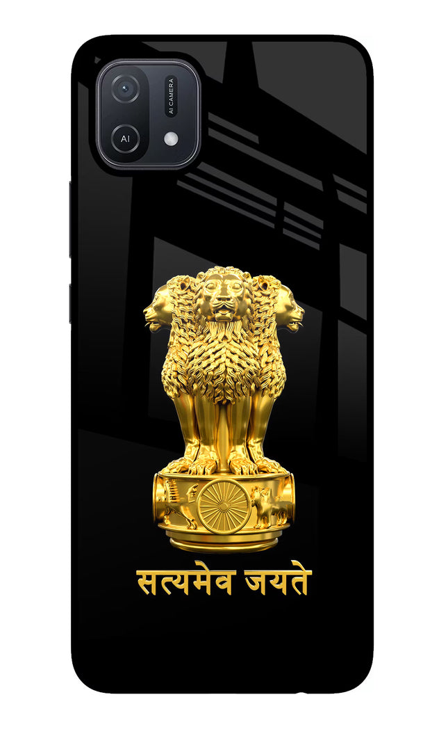 Satyamev Jayate Golden Oppo A16 Glass Case Back Cover by Casekaro