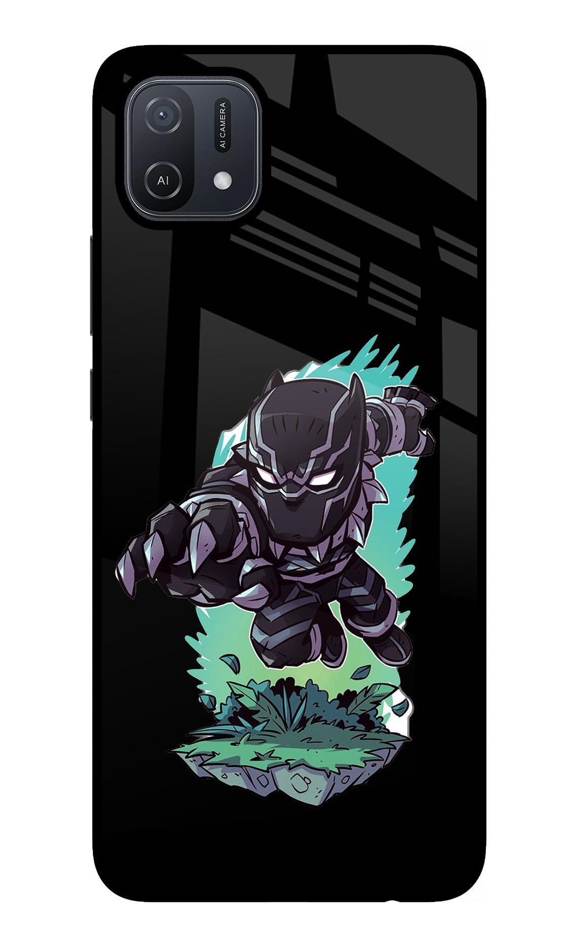 Black Panther Oppo A16 Glass Case