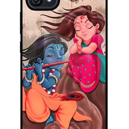 Radhe Krishna Oppo A16 Glass Case Back Cover by Casekaro
