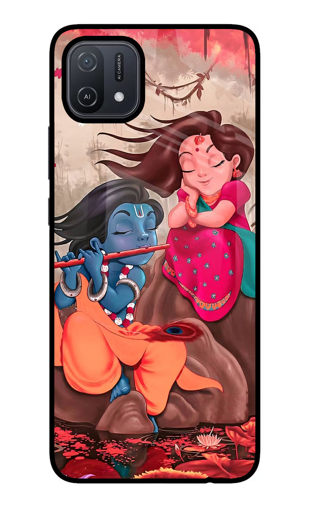 Radhe Krishna Oppo A16 Glass Case Back Cover by Casekaro
