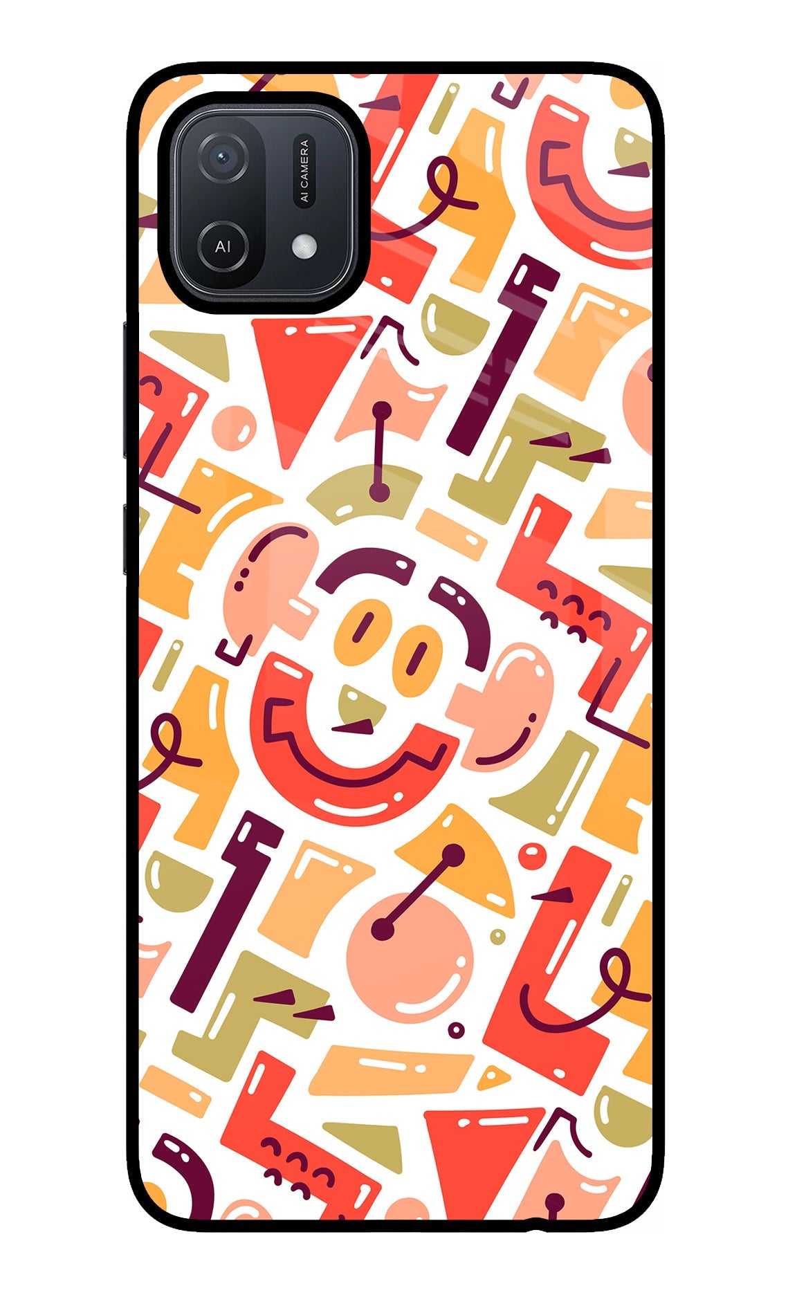 Doodle Pattern Oppo A16 Glass Case