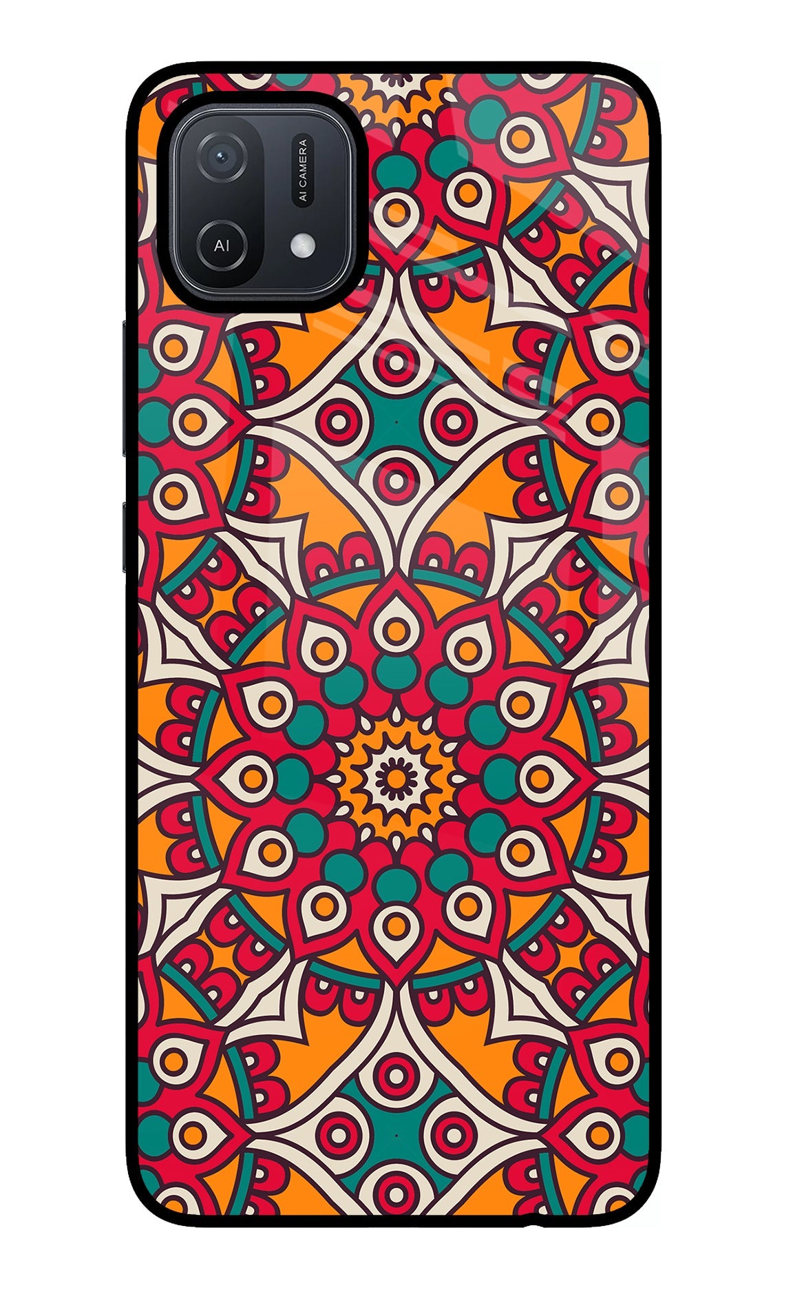 Mandala Art Oppo A16 Glass Case