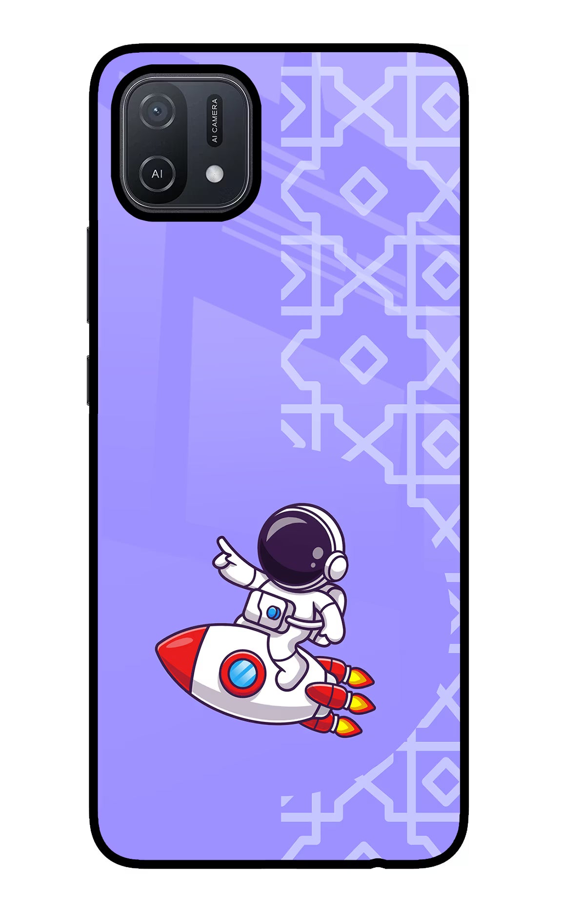 Cute Astronaut Oppo A16 Glass Case Back Cover by Casekaro