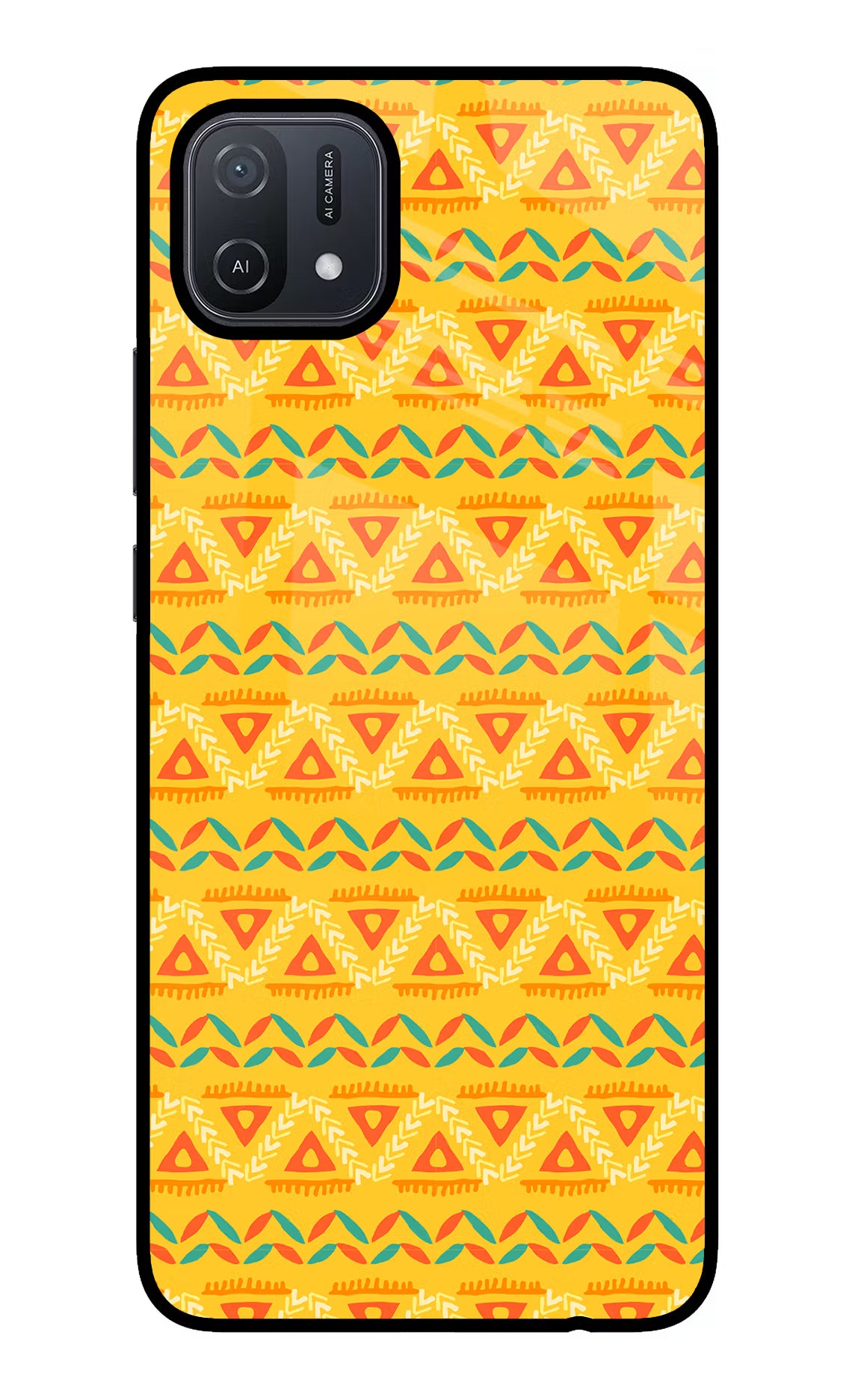 Tribal Pattern Oppo A16 Glass Case Back Cover by Casekaro