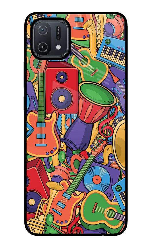 Music Instrument Doodle Oppo A16 Glass Case