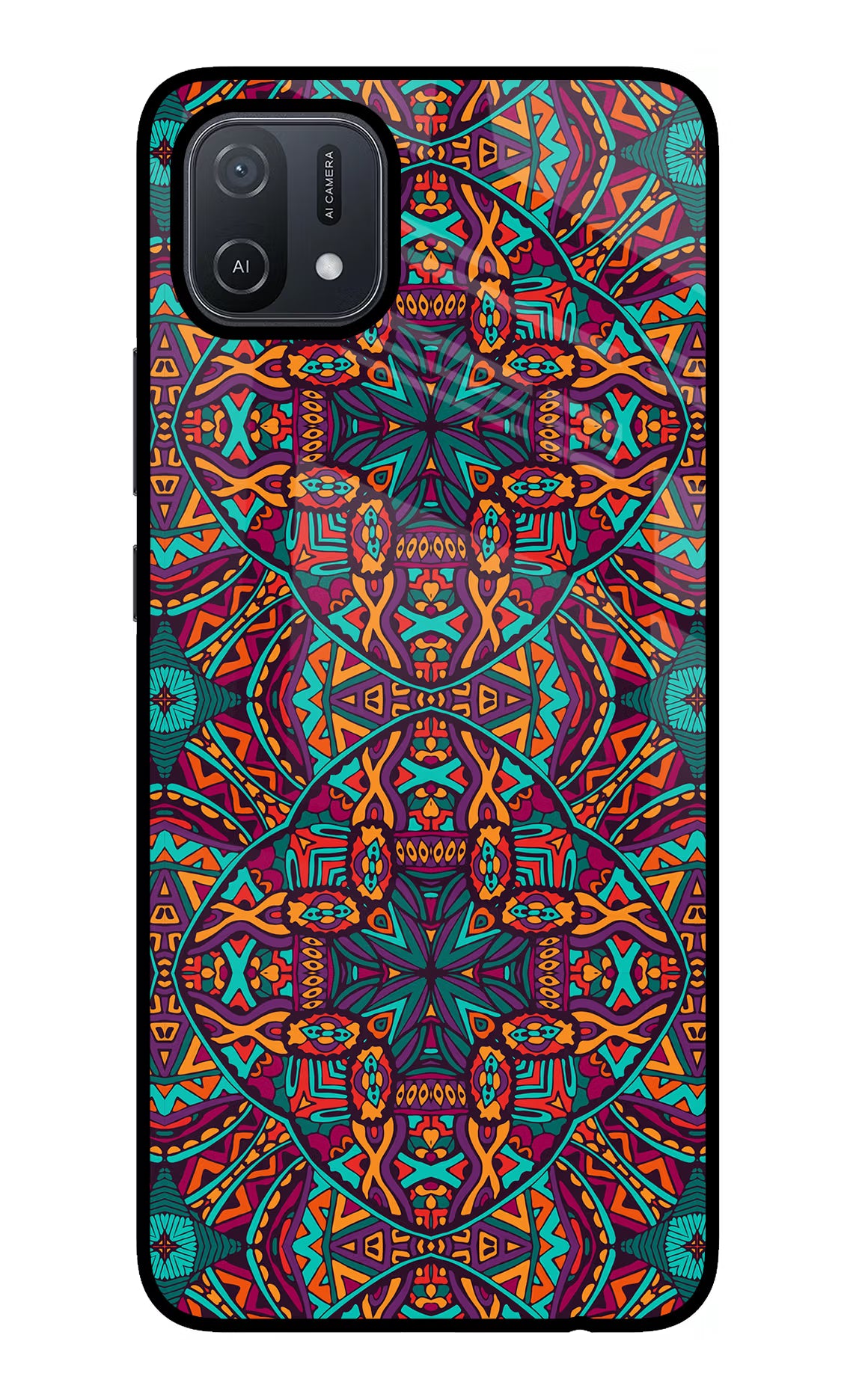 Colour Mandala Oppo A16 Glass Case Back Cover by Casekaro