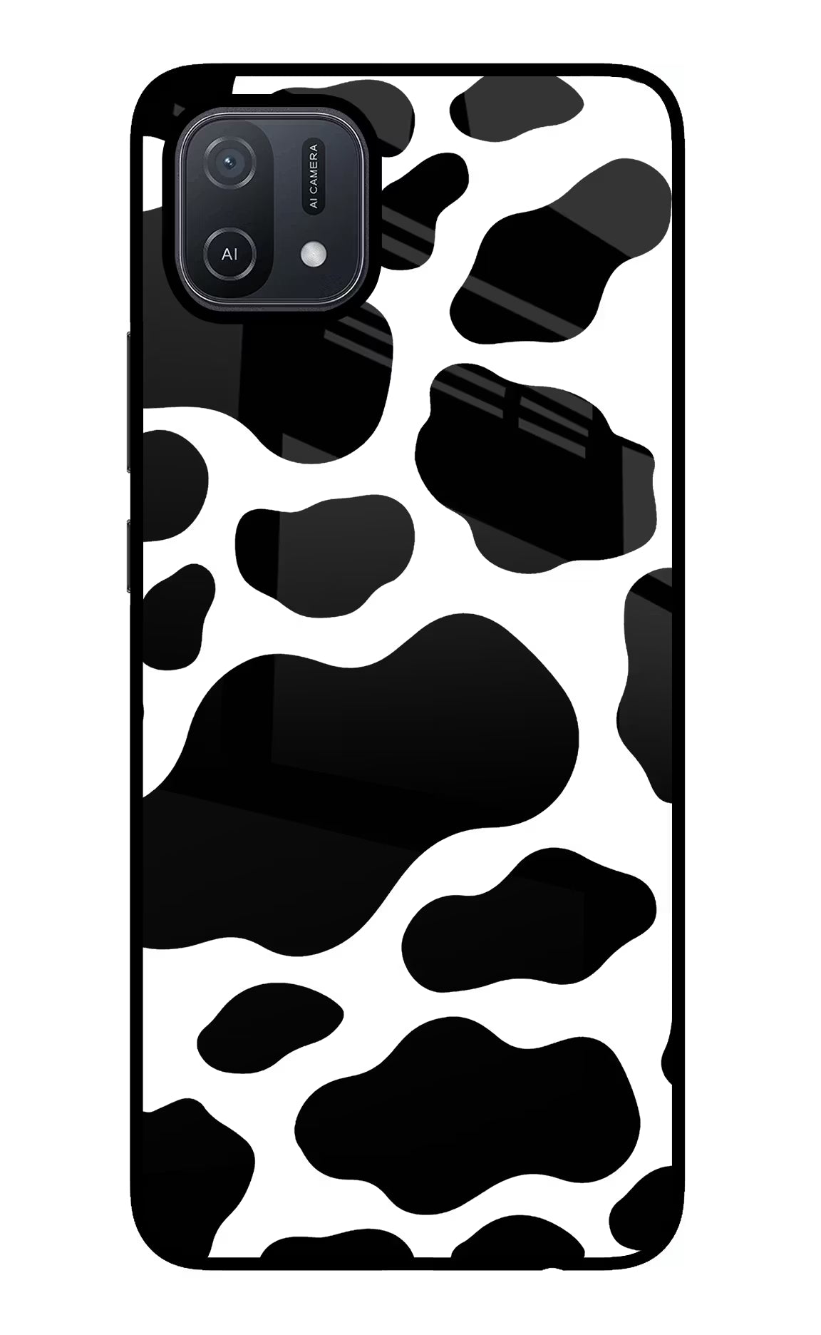 Cow Spots Oppo A16 Glass Case Back Cover by Casekaro