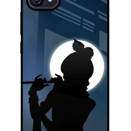 Shri Krishna Silhouette Oppo A16 Glass Case Back Cover by Casekaro