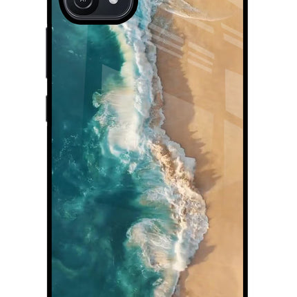 Ocean Beach Oppo A16 Glass Case Back Cover by Casekaro