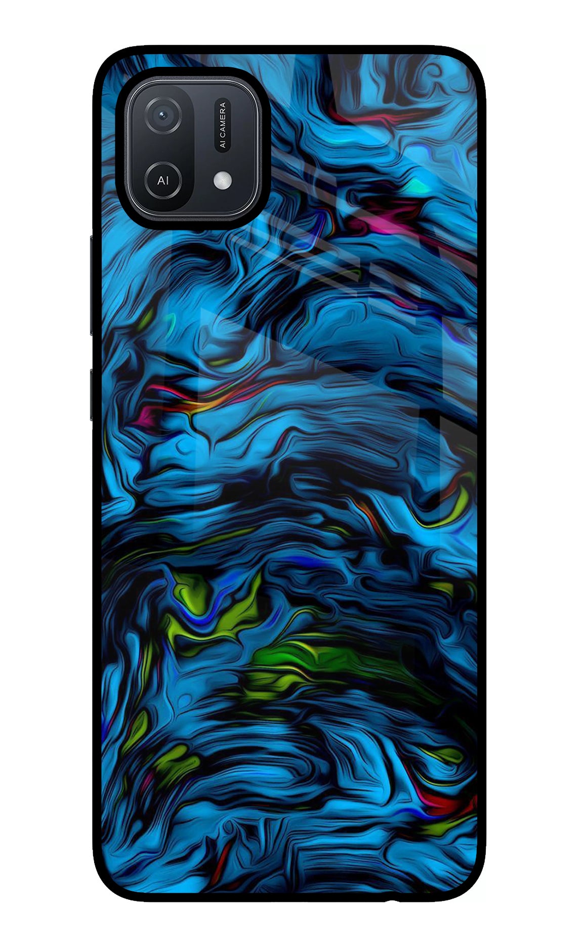 Dark Blue Abstract Oppo A16 Back Cover