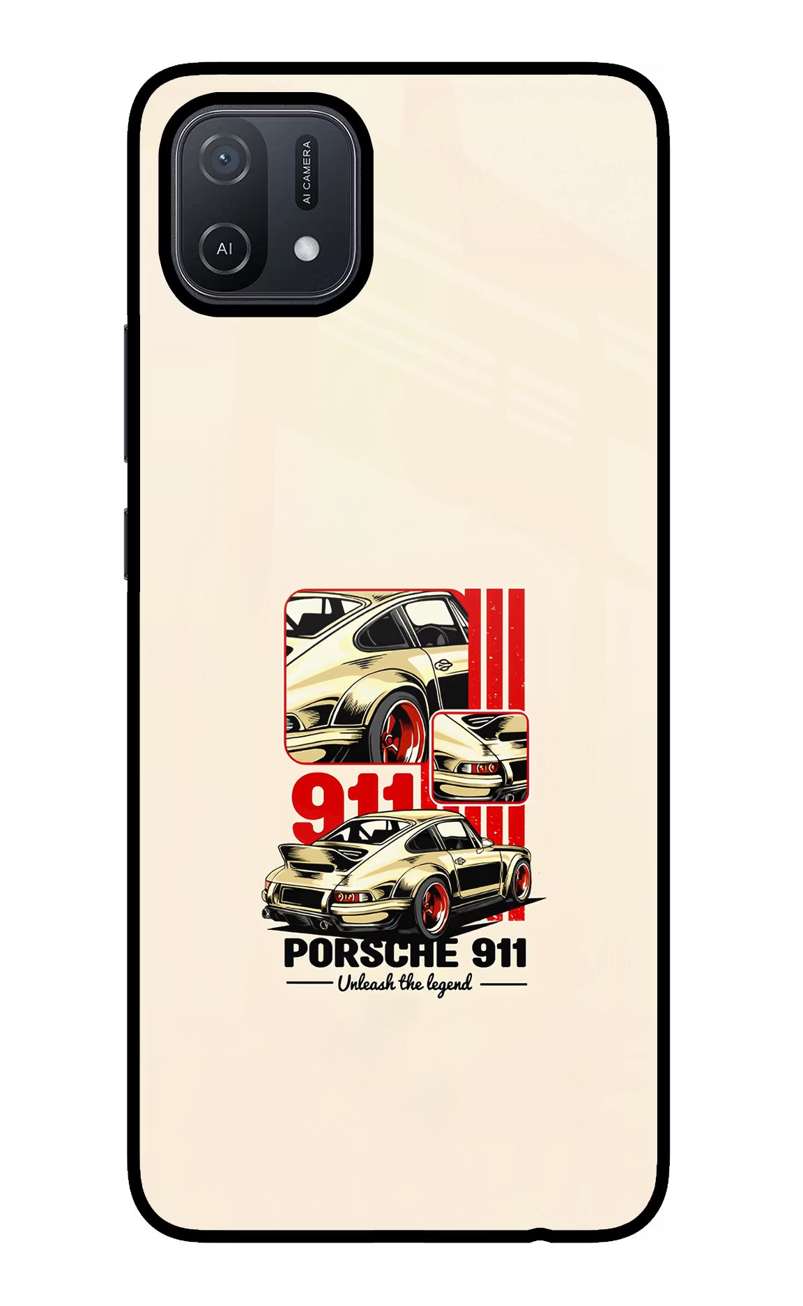 Classic Porsche 911 Oppo A16 Glass Case Back Cover by Casekaro