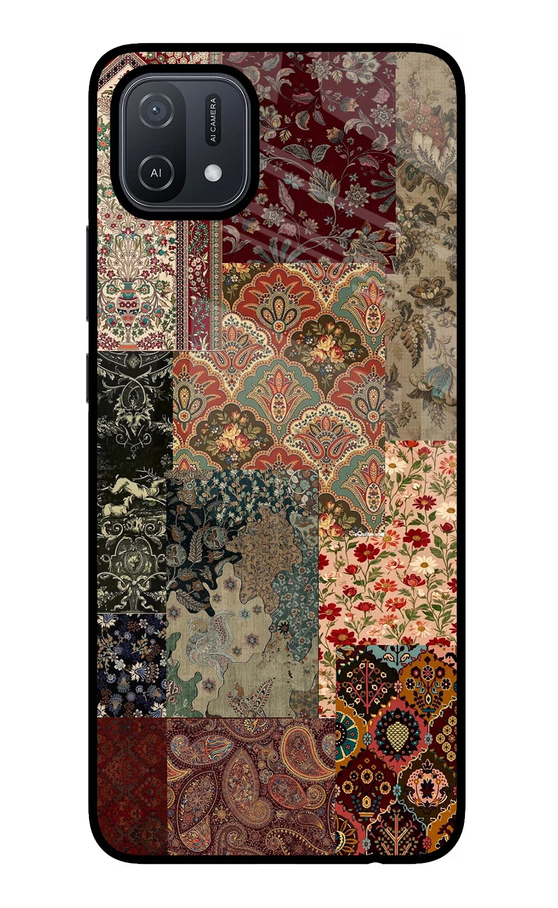 Desi Print Oppo A16 Glass Case Back Cover by Casekaro