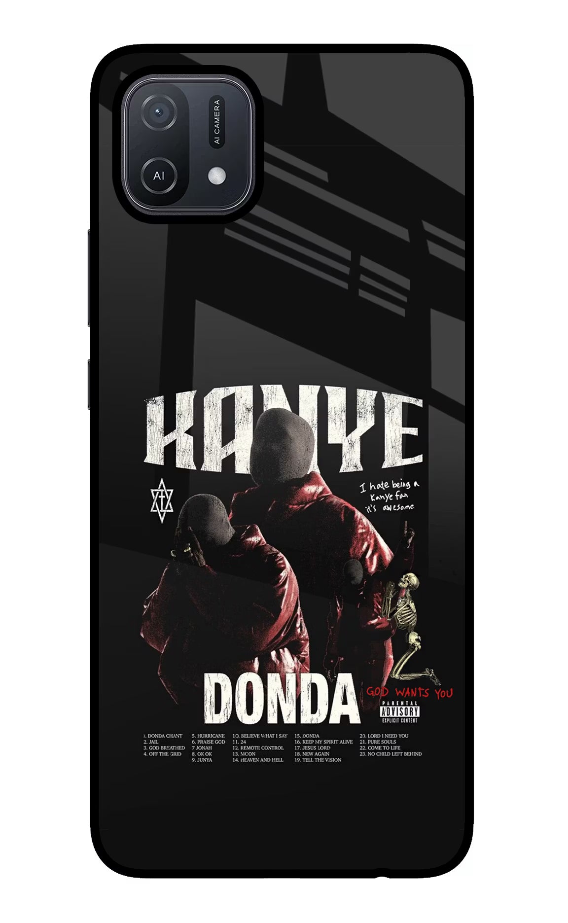 Donda Kanye West Oppo A16 Glass Case Back Cover by Casekaro