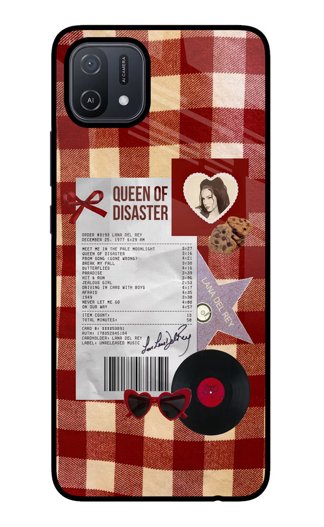 Queen of Disaster Oppo A16 Glass Case Back Cover by Casekaro