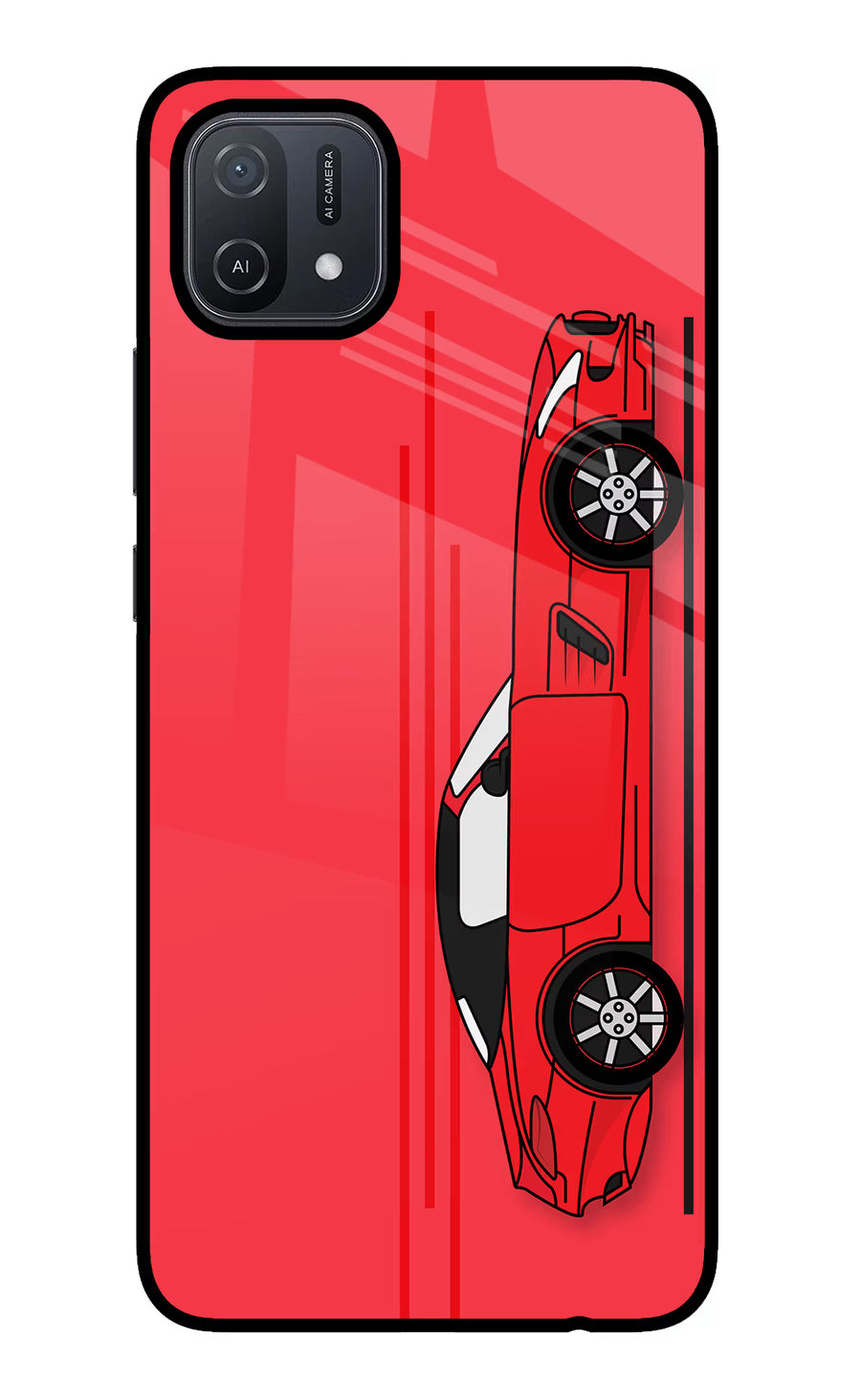 Red Velocity Oppo A16 Back Cover, Glass case