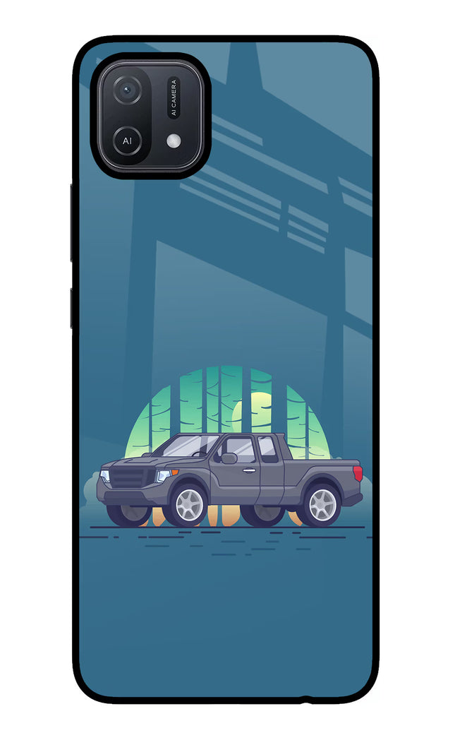 Retro Garage Vibe Oppo A16 Glass Case Back Cover by Casekaro