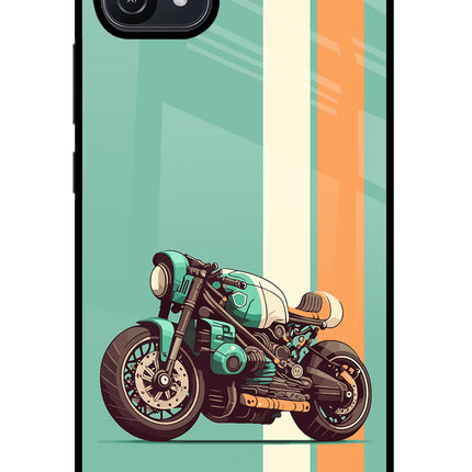 Striped Moto Drift Oppo A16 Glass Case Back Cover by Casekaro