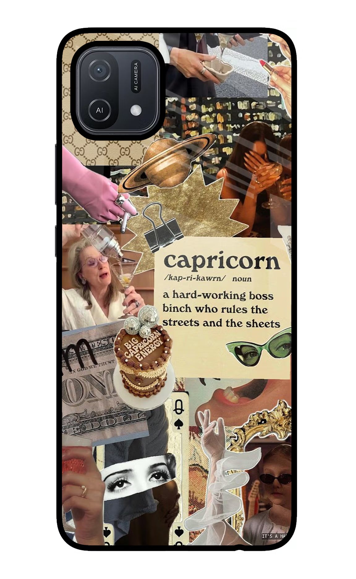 Capricorn Zodiac Oppo A16 Glass Case Back Cover by Casekaro