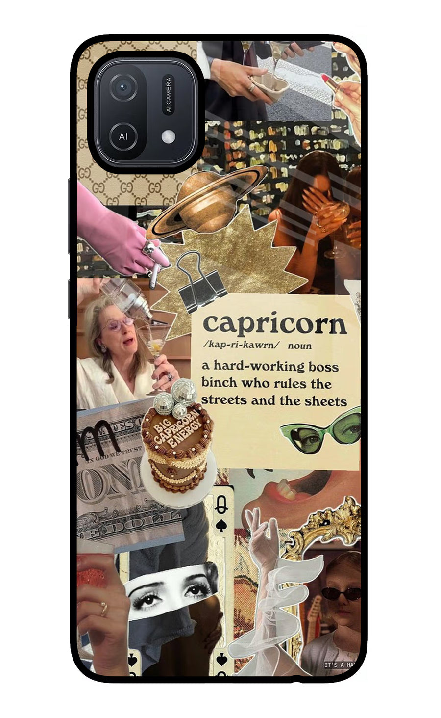 Capricorn Zodiac Oppo A16 Back Cover, Glass case