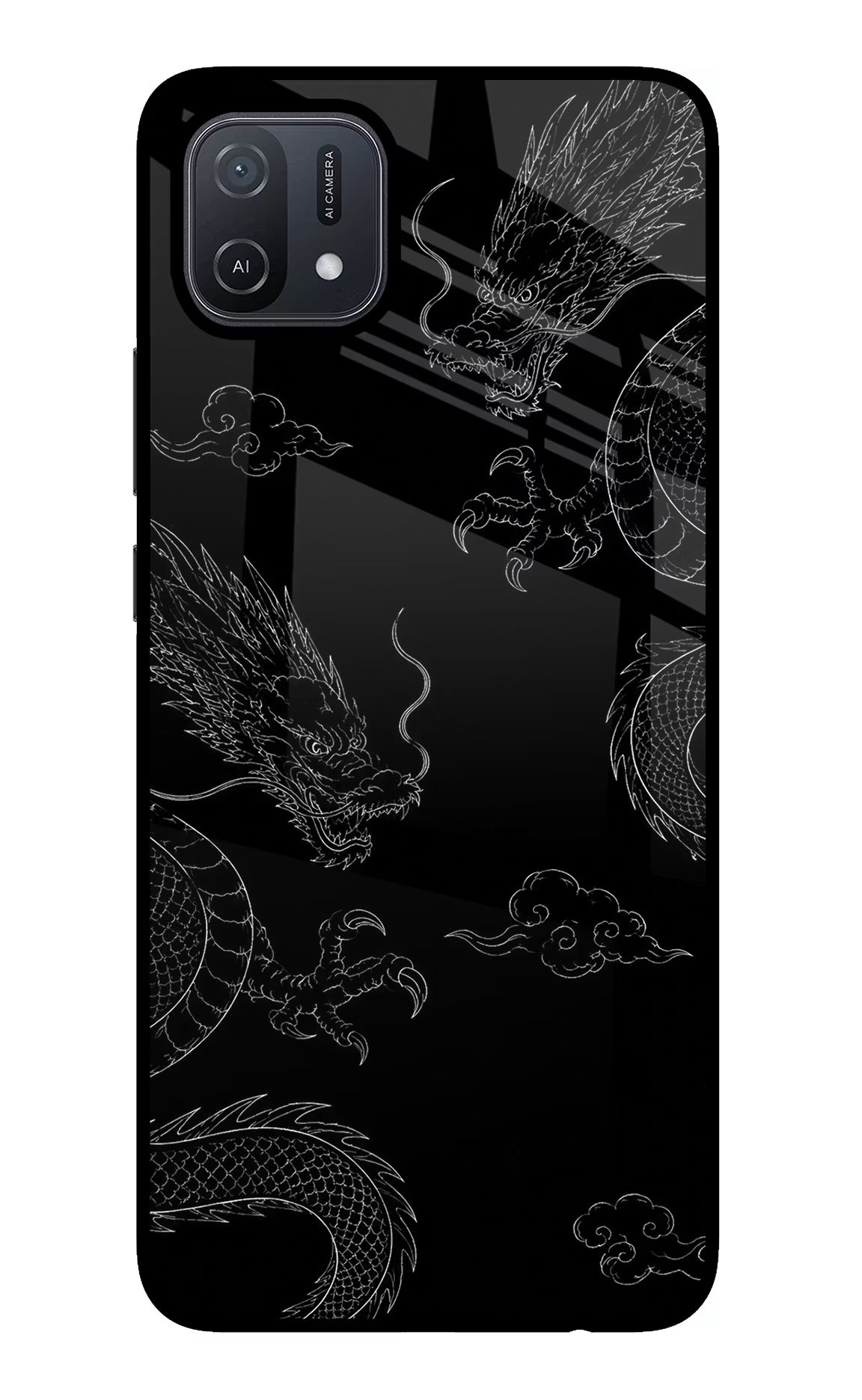 Twin Dragons Oppo A16 Glass Case Back Cover by Casekaro