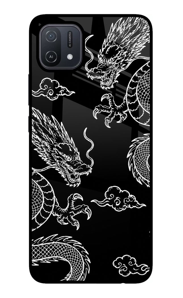 Twin Dragons Oppo A16 Glass Case Back Cover by Casekaro