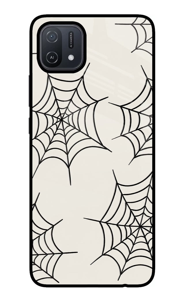 Spider Web Oppo A16 Glass Case Back Cover by Casekaro