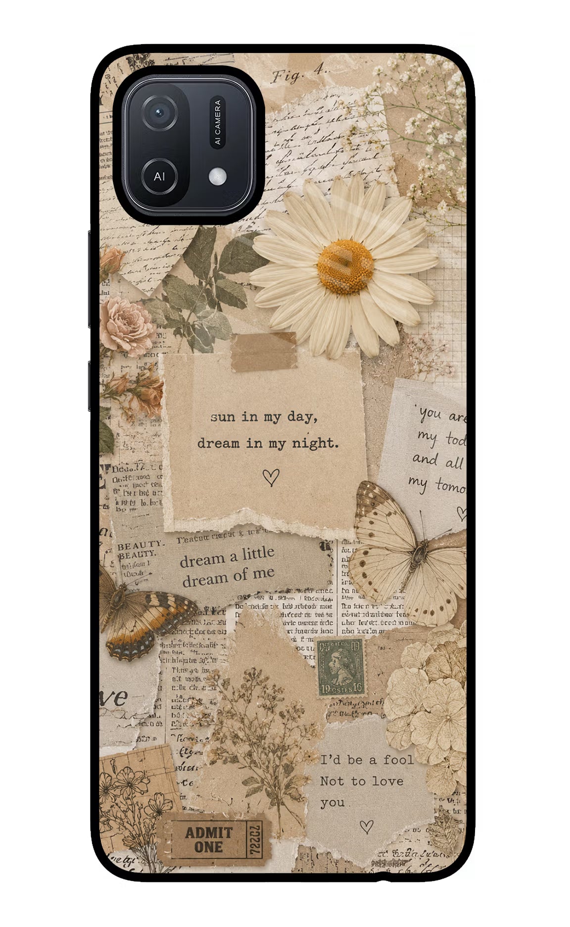 Vintage case Oppo A16 Glass Case Back Cover by Casekaro