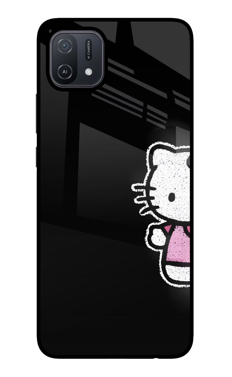 Kitty Charm Oppo A16 Back Cover, Glass case
