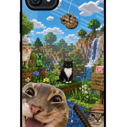 Minecraft Cat Chaos Oppo A16 Glass Case Back Cover by Casekaro
