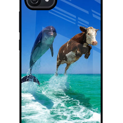Dolphin vs Cow Oppo A16 Glass Case