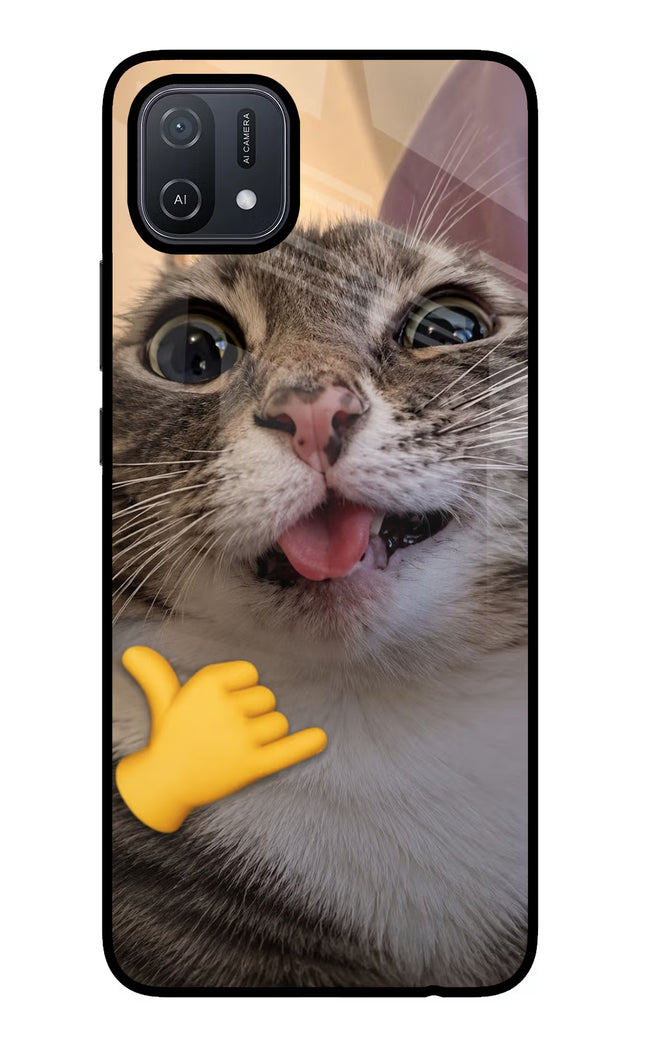 Silly Cat Call Oppo A16 Glass Case