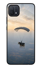 Skydiving Cow Oppo A16 Glass Case