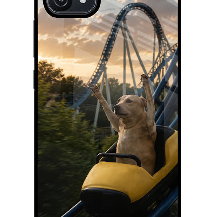 Rollercoaster Dog Oppo A16 Glass Case