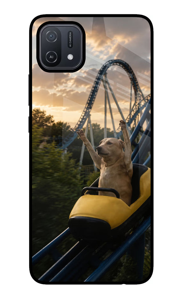 Rollercoaster Dog Oppo A16 Glass Case
