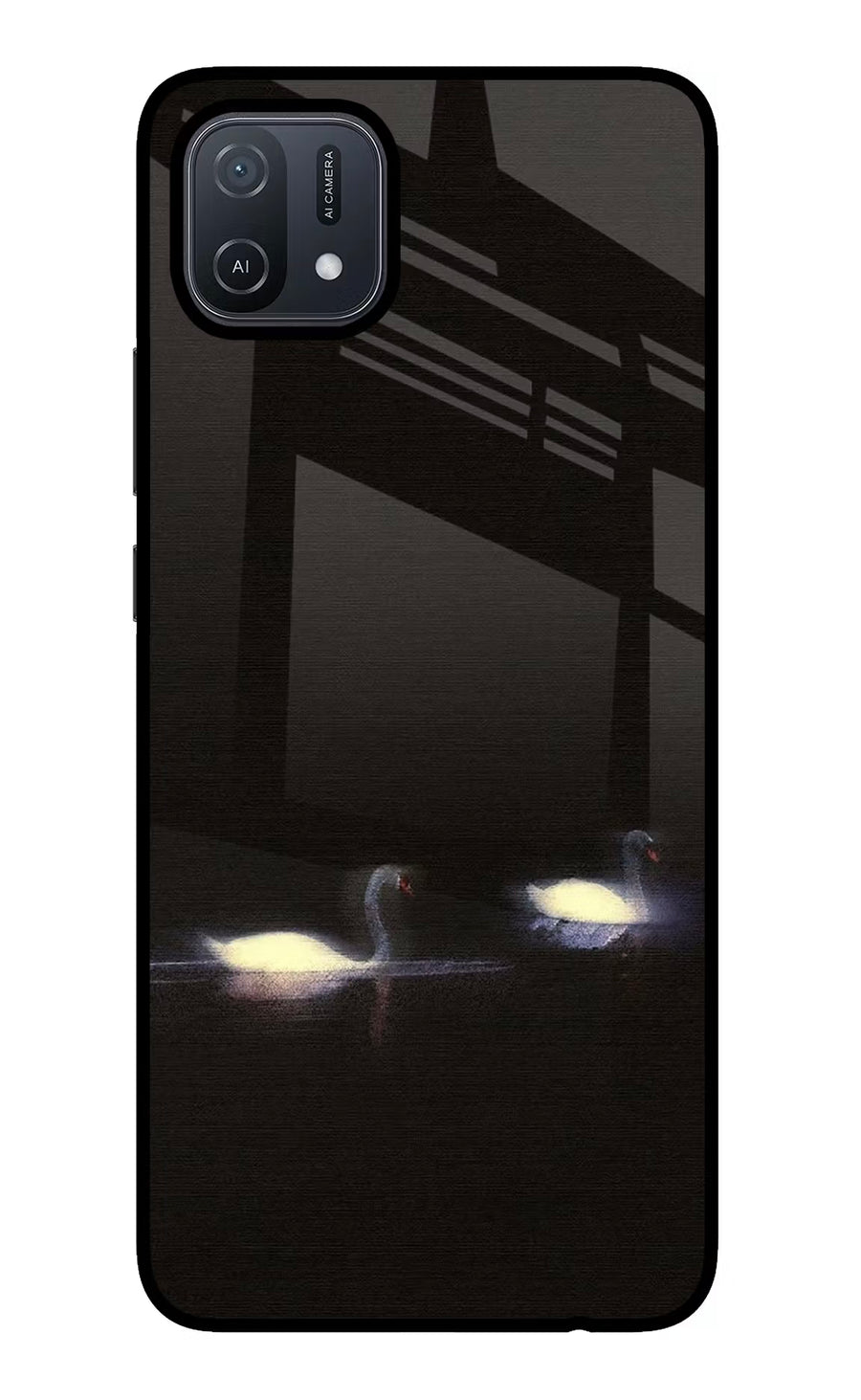 Silent Swans Oppo A16 Back Cover, Glass case