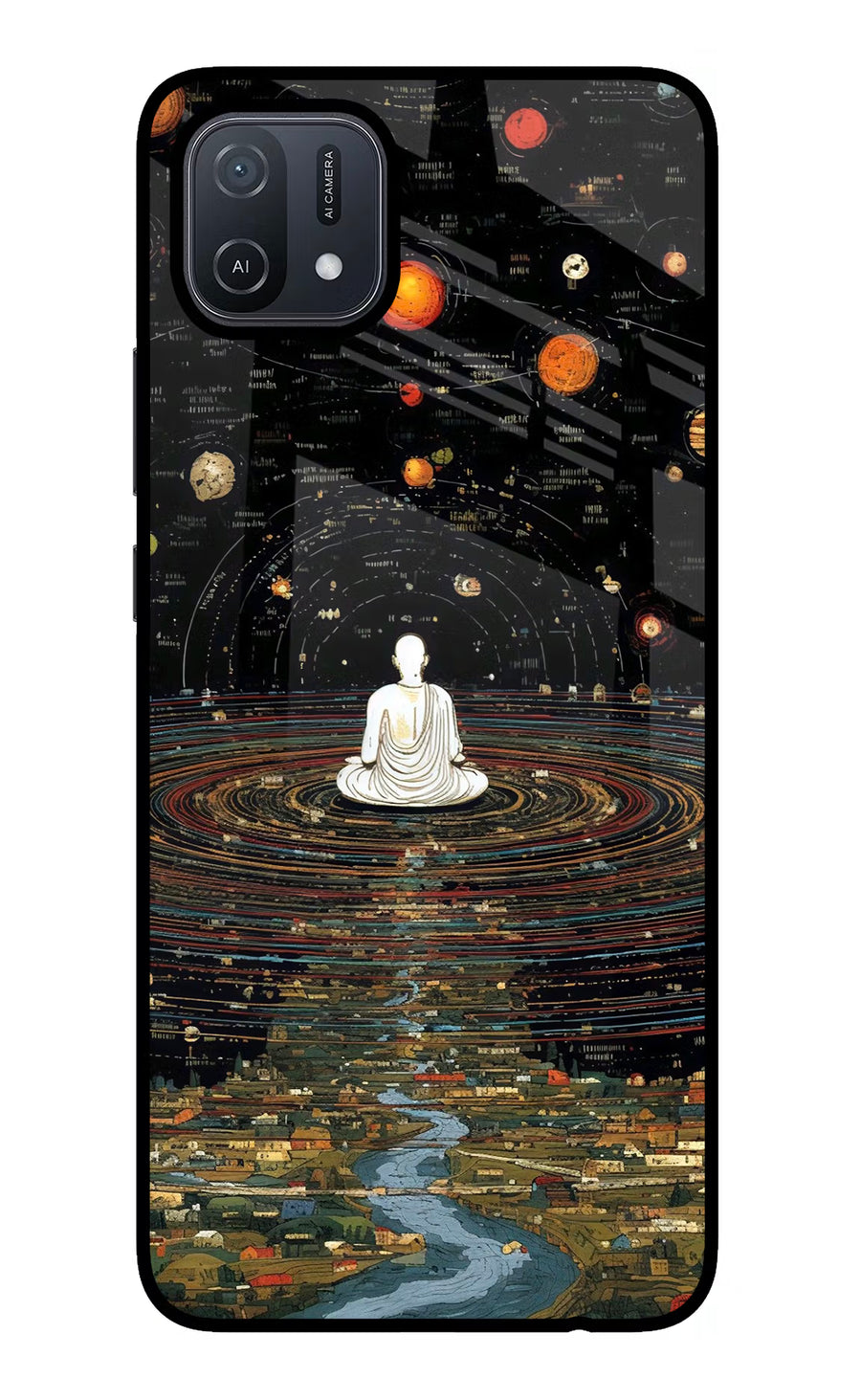 Space Monk Oppo A16 Back Cover, Glass case