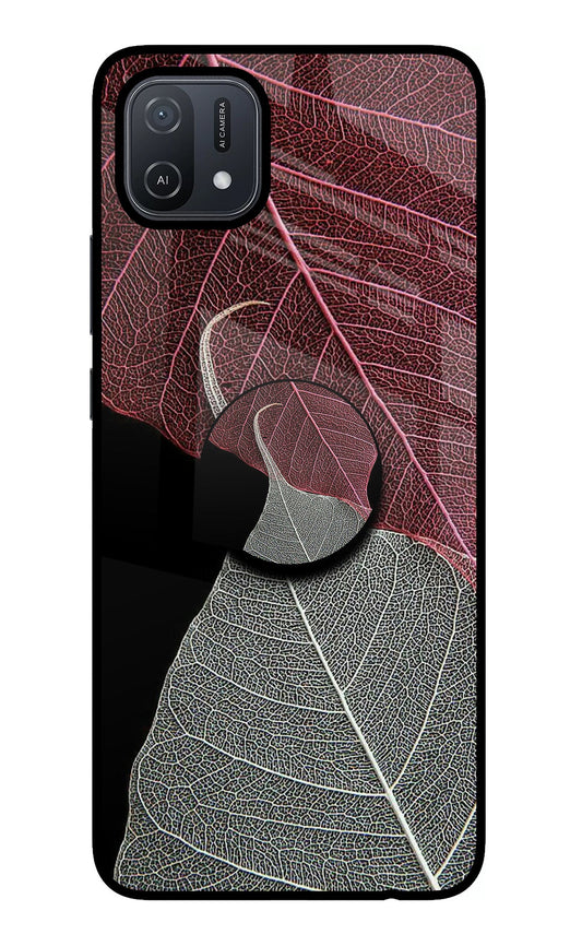 Leaf Pattern Oppo A16 Glass Case