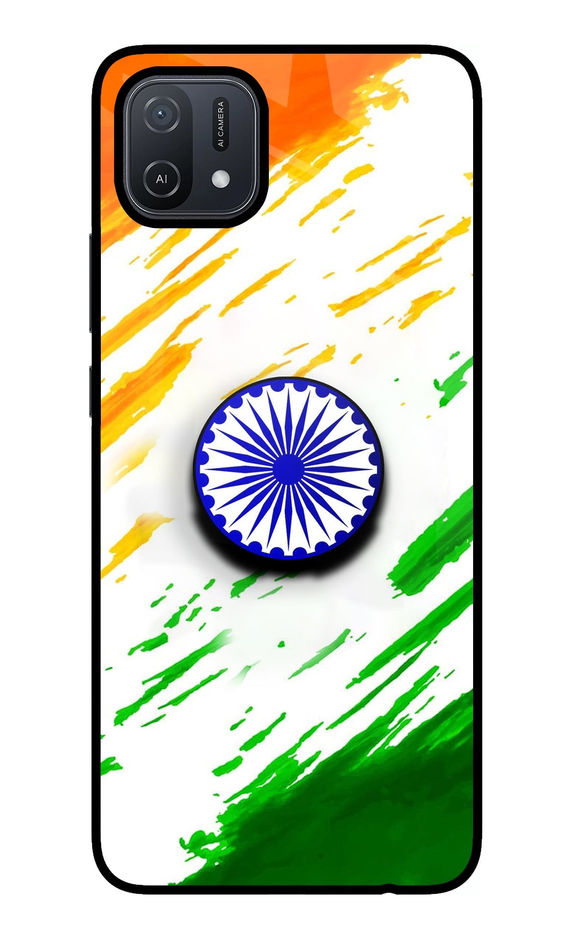 Indian Flag Ashoka Chakra Oppo A16 Glass Case