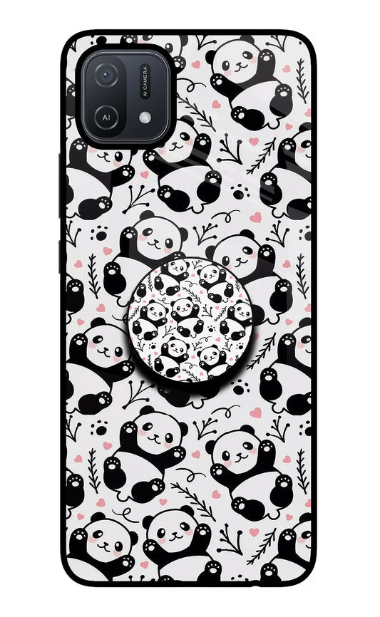 Cute Panda Oppo A16 Glass Case