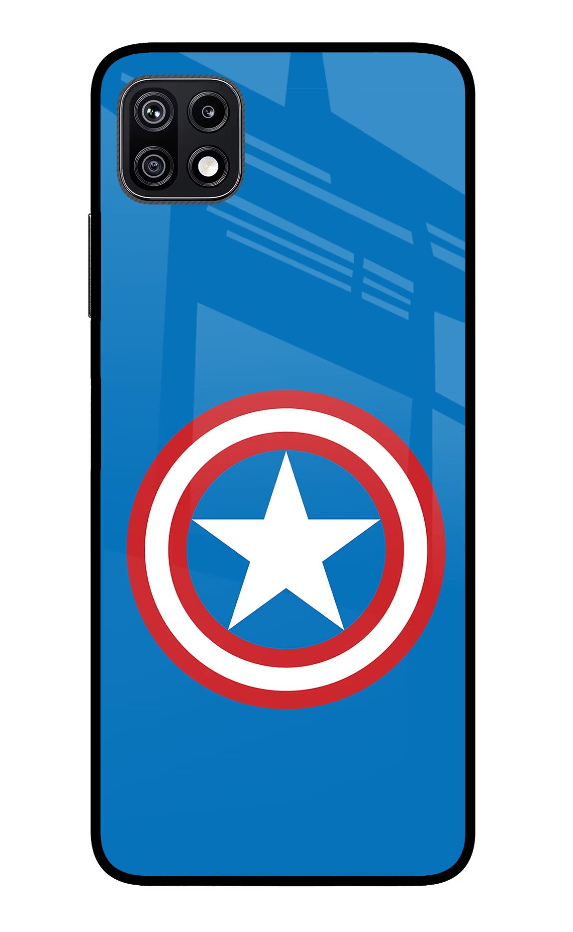 Captain America Logo Samsung F42 5G Glass Case Back Cover by Casekaro