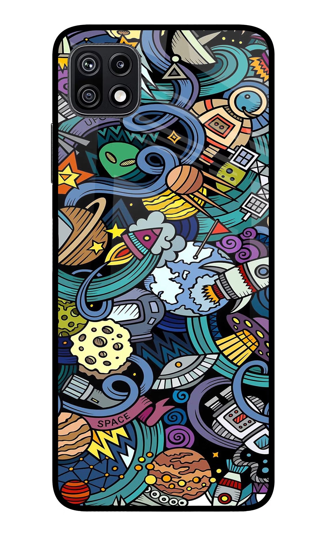 Space Abstract Samsung F42 5G Glass Case Back Cover by Casekaro