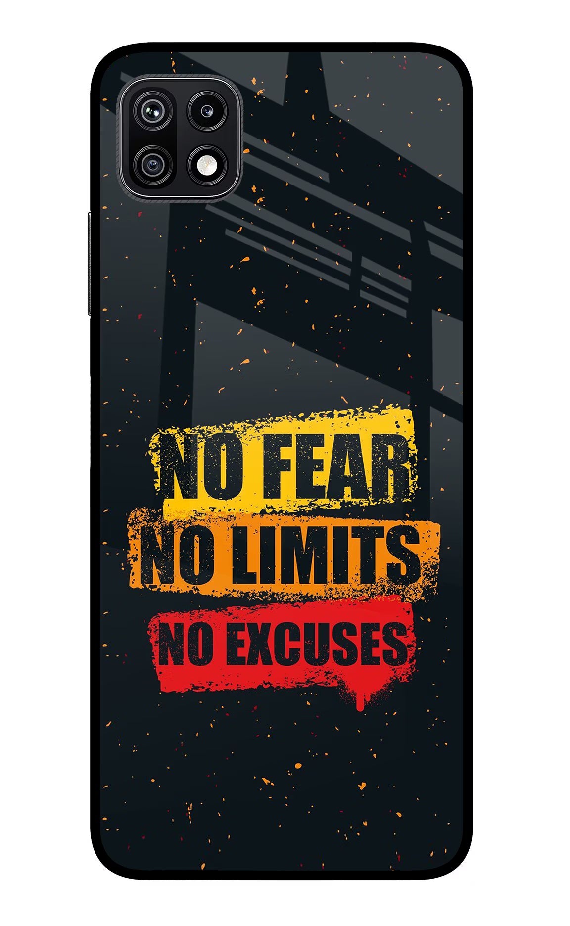 No Fear No Limits No Excuse Samsung F42 5G Glass Case Back Cover by Casekaro